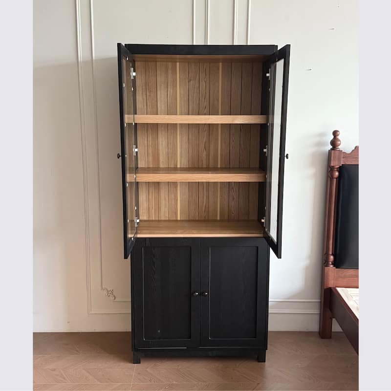 74.5"Tall Display Cabinet with Glass Doors, Modern Style China Cabinet, Curio Cabinet for Collectibles Figures Trophies