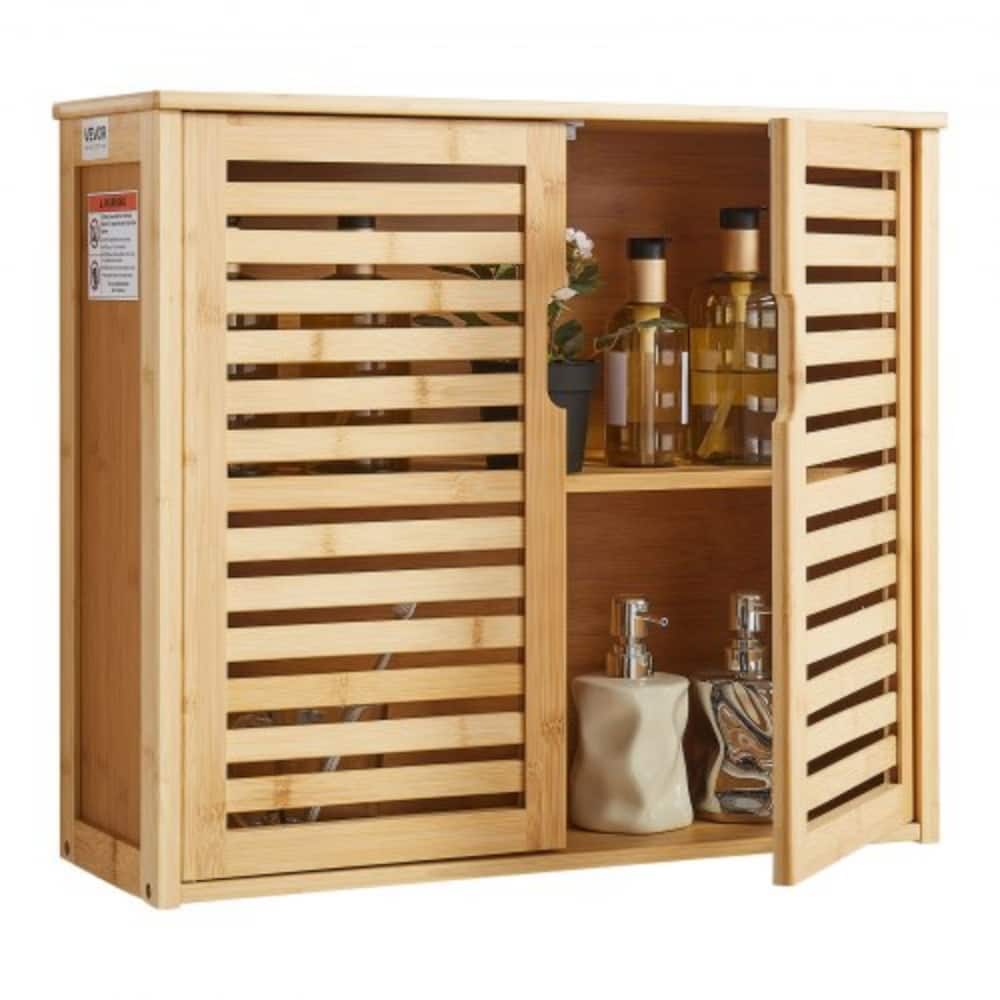 Natural Bathroom Over Toilet Wall Cabinet with Adjustable Shelves and 2 Doors Perfect for Small Bathrooms - 23”L x 8”W x 20”H