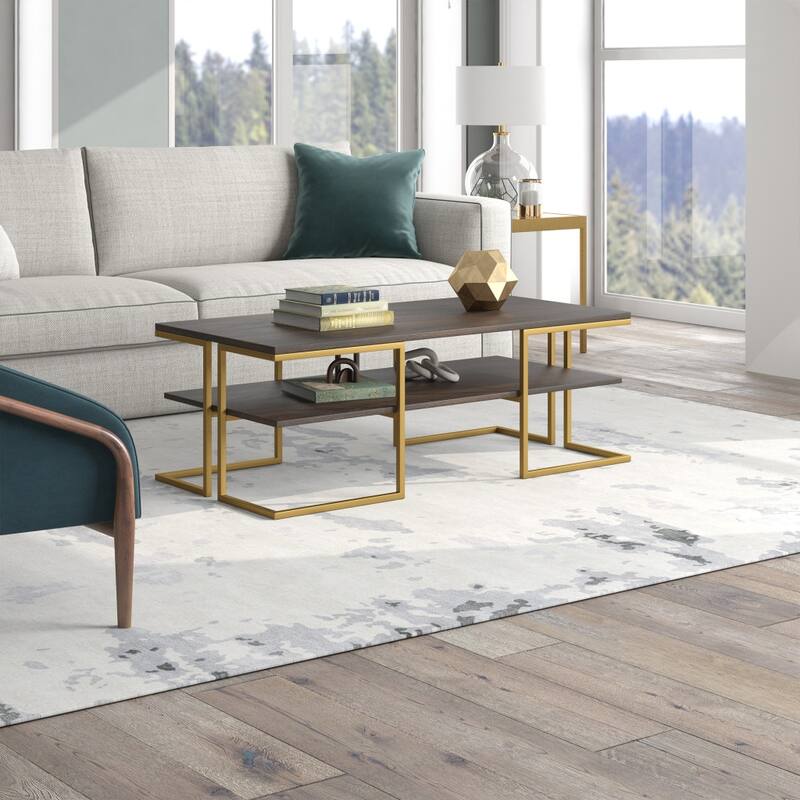 Stylish Steel Coffee Table with Shelf for Living Room and Office Organization - 30” x 30” x 22”