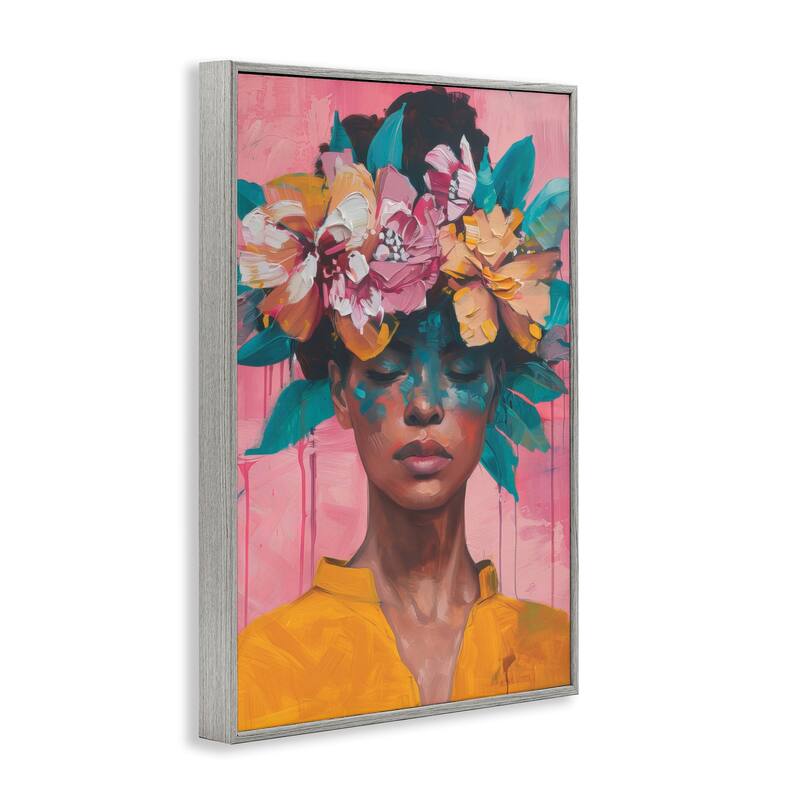 Stupell Woman With Floral Headdress Framed Giclee Art Design By LSR Design Studio