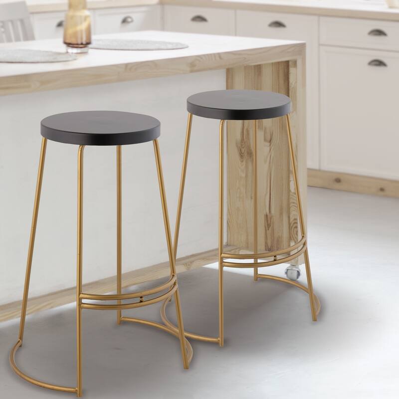 Trinity 28.75" Modern Designer Iron Curved Backless Bar Stool, by JONATHAN Y