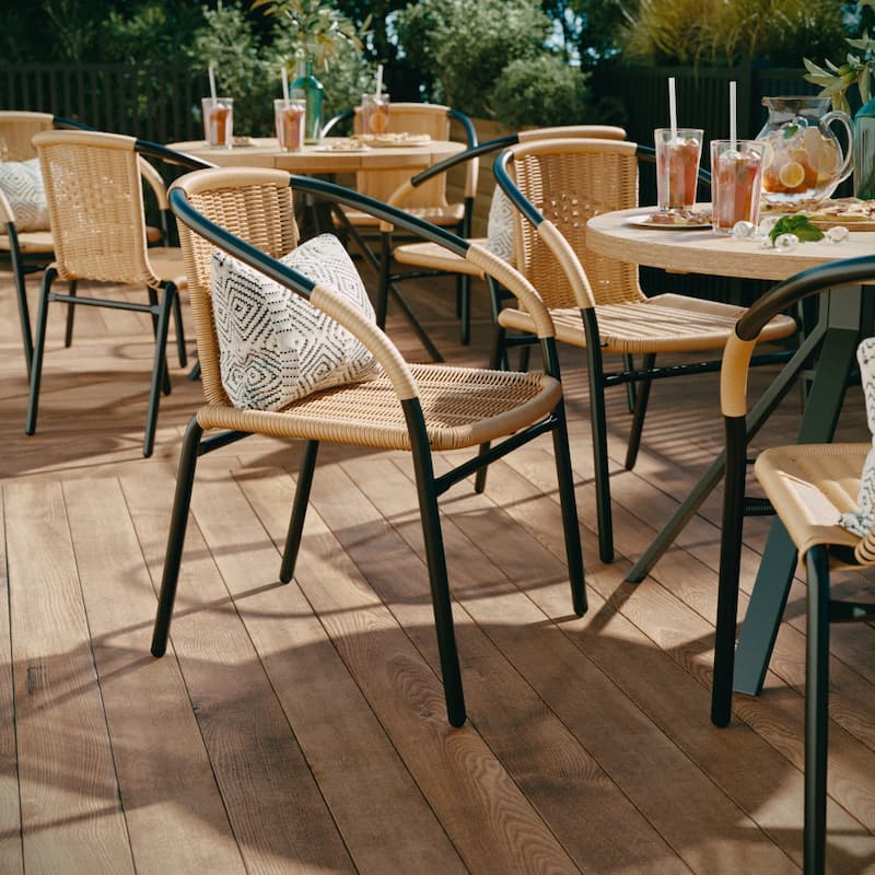 Indoor/Outdoor Stacking Rattan Restaurant Patio Chairs (Set of 4)
