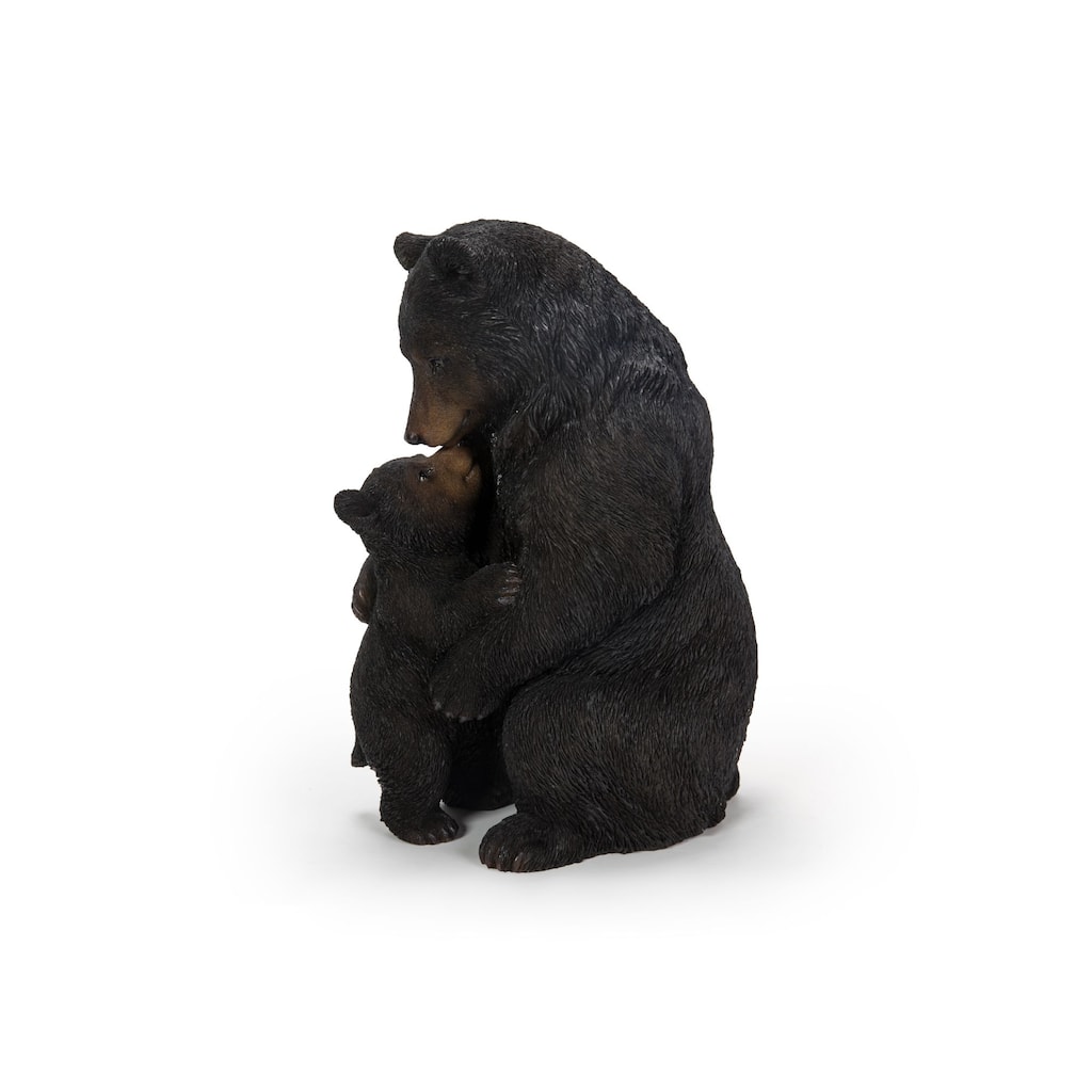 11.75" Black Cuddling Mother and Baby Bear Outdoor Garden Statue