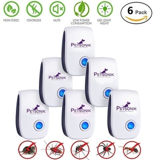 Petsonik Outdoor Indoor Ultrasonic Electronic Pest Repeller Control Device Mice Insects Bugs Roach Mosquito Etc 6 Pack 22160098 Electronic Pest Repeller Control Device