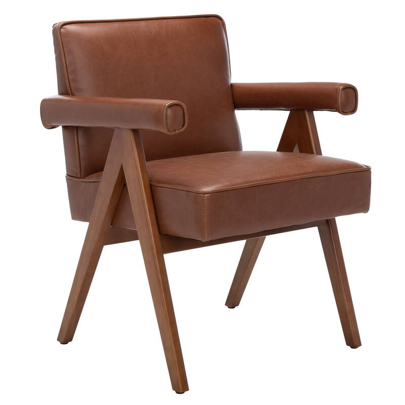 SAFAVIEH Suri Mid-Century Walnut Wood Arm Chair - 23.2" Wx 24" L x 29.9" H