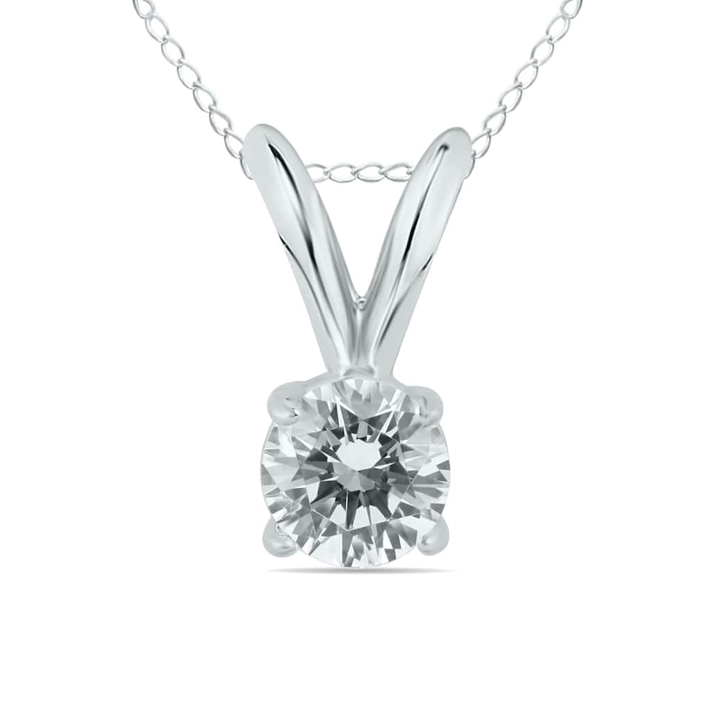 1/5 Carat Round Diamond Solitaire Pendant in 14K White Gold