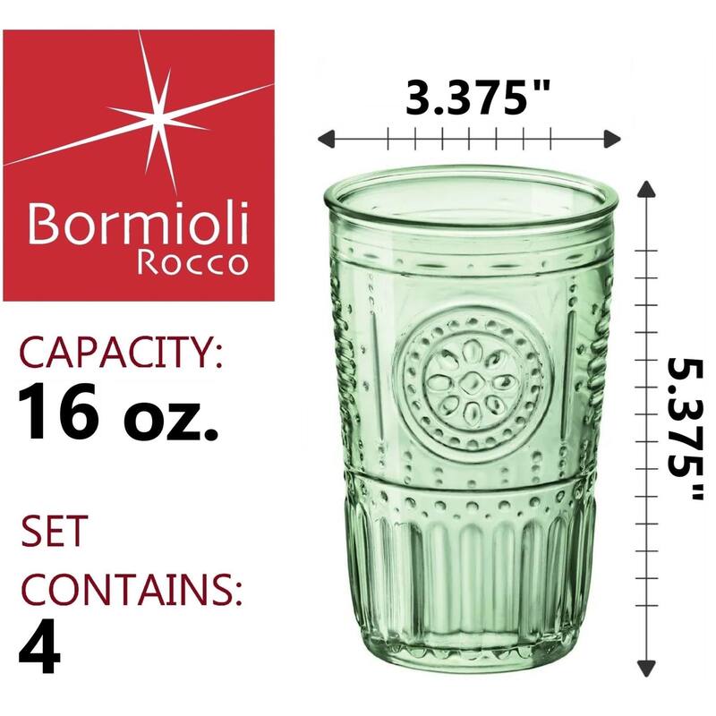 Bormioli Rocco Set of 4 Romantic Cooler Glasses - 16 oz.