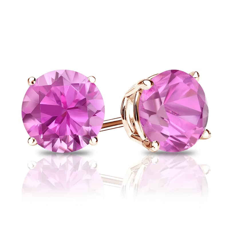 Auriya 14k Gold 1/3ctw Pink Sapphire Gemstone Stud Earrings - Rose