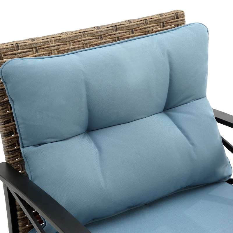 Outdoor Patio Furniture Set, 4 Piece Wicker Outdoor Conversation Set, Corner Sofa Set with Cushion and Side Table