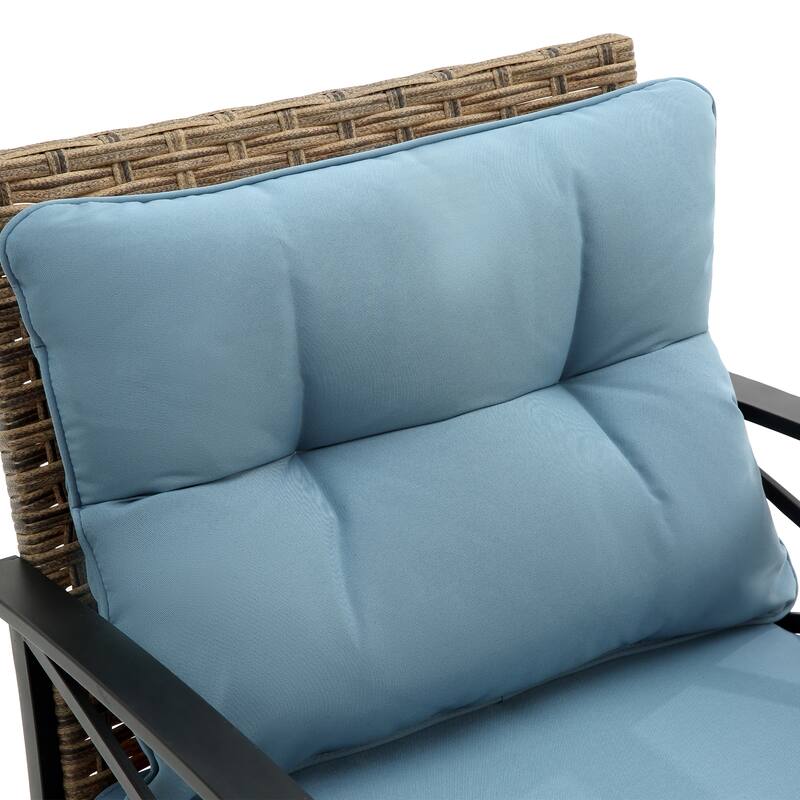 Patio 4 Piece Sectional, Low Dining Conversation Sofa Set, Rattan Wicker Outdoor Garden Furniture Corner Sofa Set
