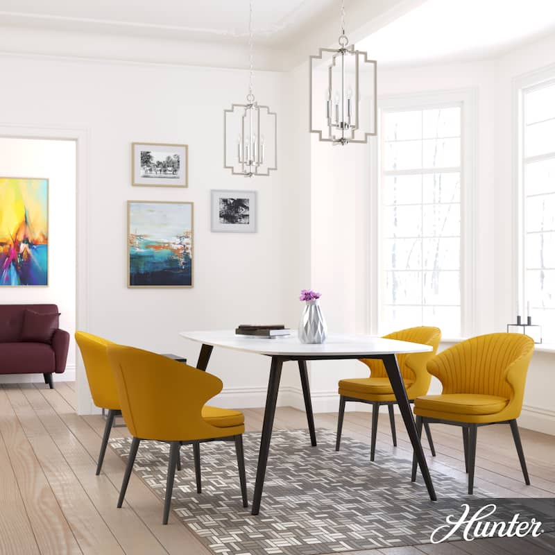 Hunter Zoanne 4-Light Modern Pendant Hanging Light - Island, Entry, Dining - Geometric, Contemporary, Candle, Transitional