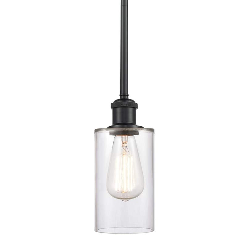 Innovations Lighting 516-1S-10-4 Clymer Pendant Clymer 4" Wide Mini - Clear / Matte Black