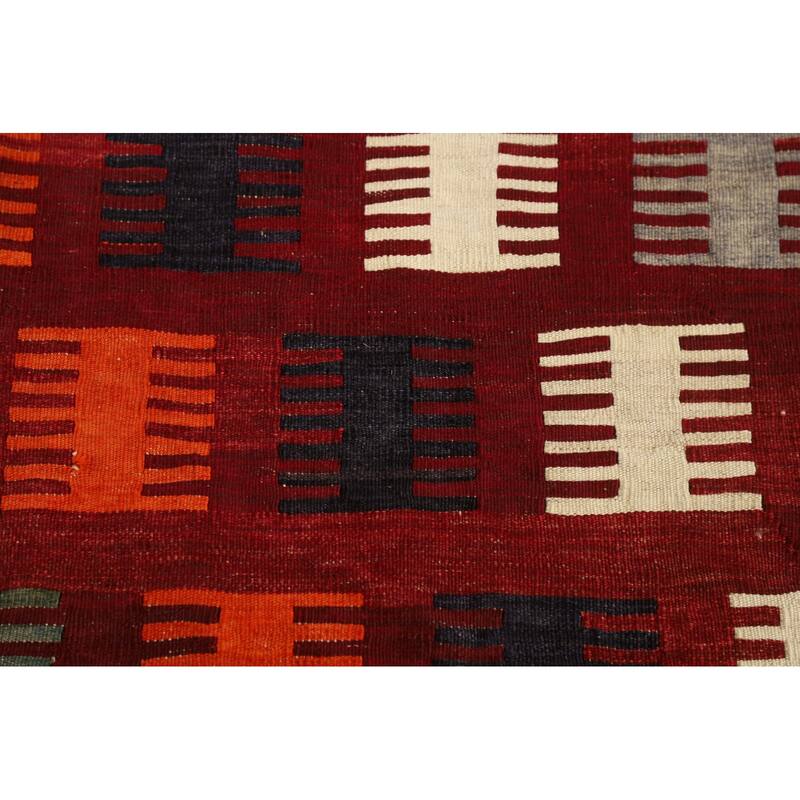 Tribal Kilim Qashqai Persian Vintage Area Rug Hand-Woven Wool Carpet - 4'10"x 7'10"