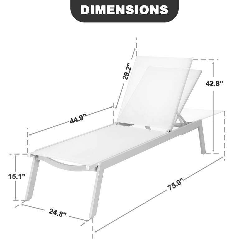 Outdoor Aluminum Chaise Lounge Chair with 6 Adjustable Backrest