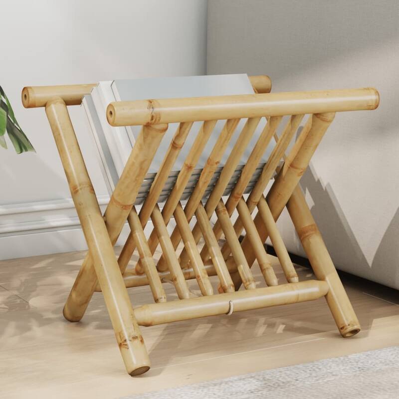 vidaXL Magazine Rack Natural Bamboo Bamboo - 12 x 16.5 x 13.6