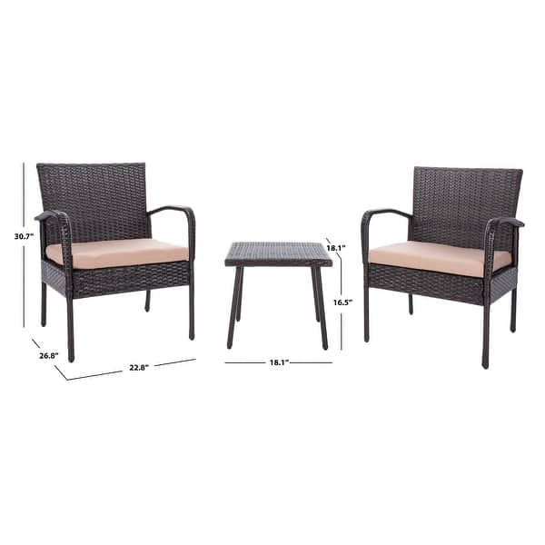 dimension image slide 1 of 2, SAFAVIEH Outdoor Living Moore 3-Piece Lounge Set - 23"W x 27"D x 31"H