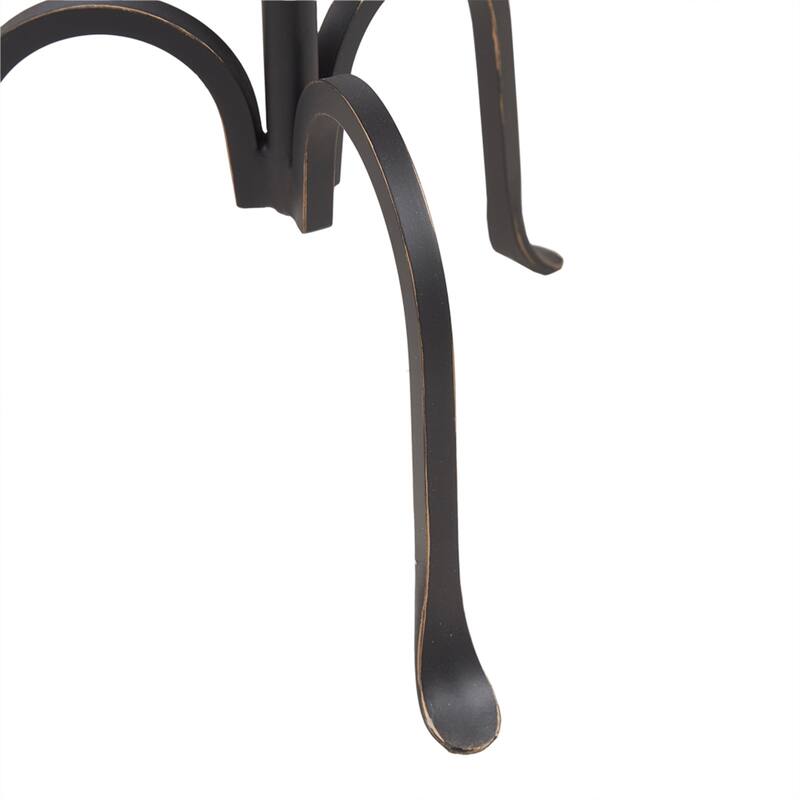 Roomfitters Marble Accent Table, Round Side Table with Curved Metal Pedestal Base for Living Room or Bedroom, Black