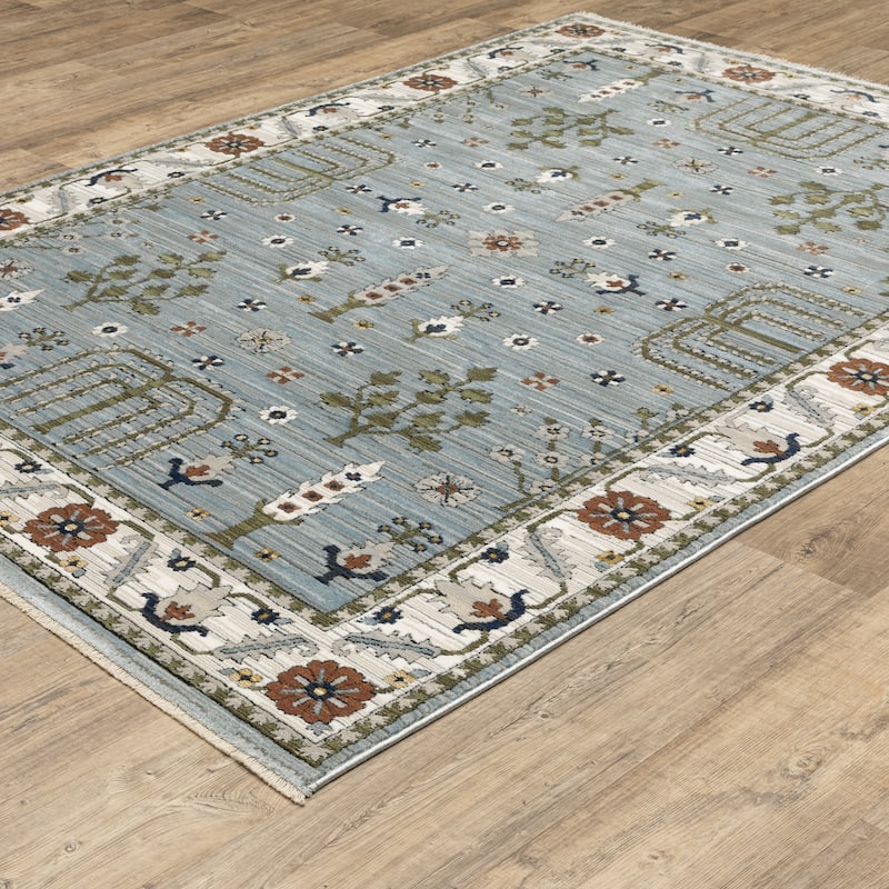 Style Haven Kellan Oriental Tree of Life Pale Blue/ Green Area Rug