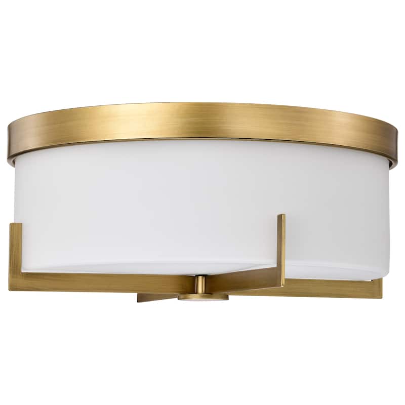 Roselle - 15 Inch Flush Mount - Natural Brass with White Glass - Natural Brass