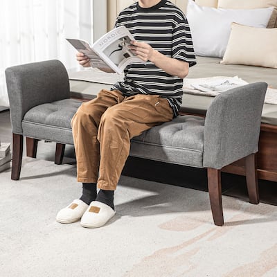 HOMCOM End of Bed Bench with Button Tufted Design, Upholstered Bench