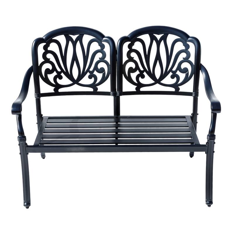 Cast Iron Outdoor Garden Bench - 35" - Black