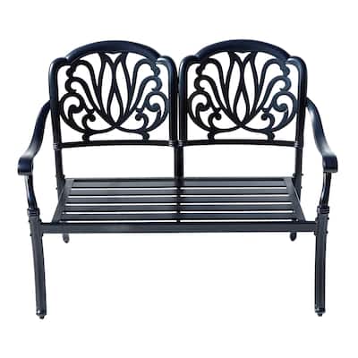 Cast Iron Outdoor Garden Bench - 35" - Black