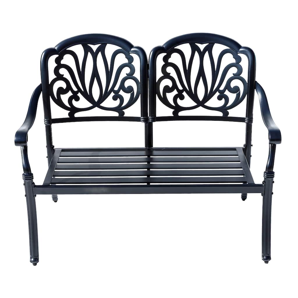 Cast Iron Outdoor Garden Bench - 35" - Black