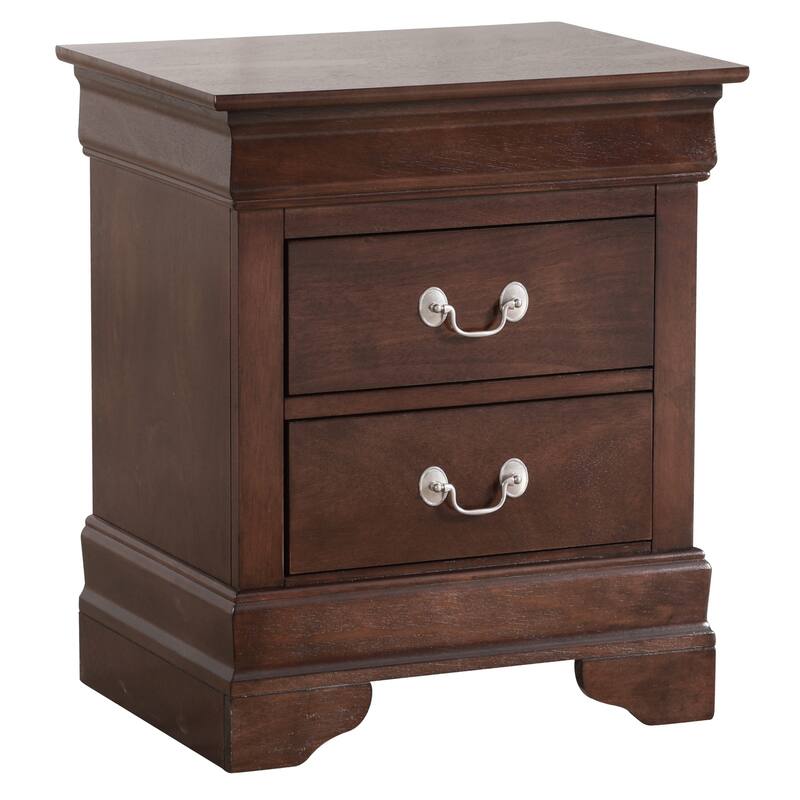 2 Drawer Cappuccino Nightstand, 24 Inch Classic Bedside Table with Real Wood Veneers and English Dovetail Drawers