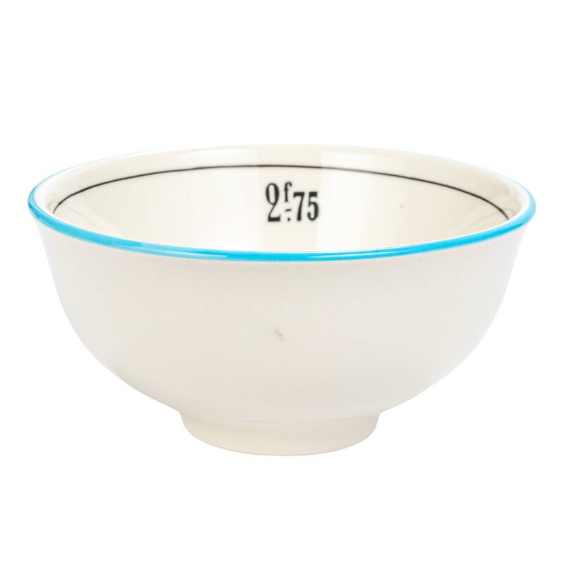 Stoneware Bowl Set with Factorial Numbers Design - 4.8"L x 4.8"W x 2.3"H