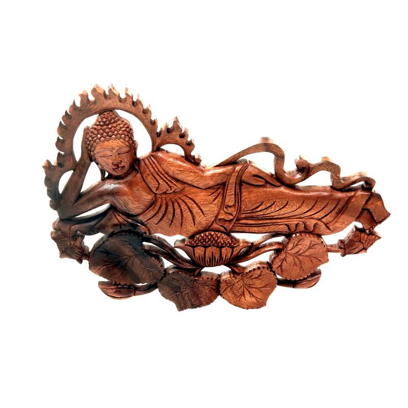 Novica Handmade Buddha Relaxes Wood Relief Panel