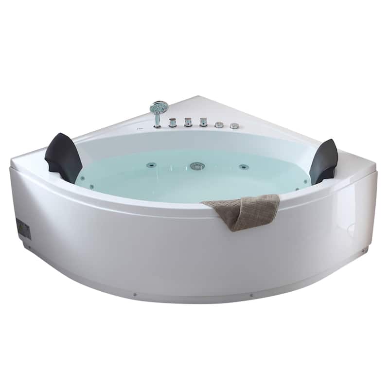 EAGO AM200 5-foot Rounded Modern Double-seat Corner Whirlpool Bathtub