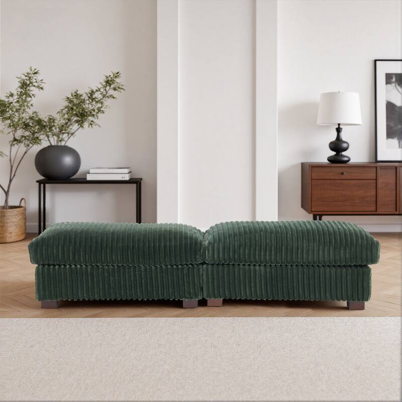 40" Oversized Plush Flannel Upholstered Ottoman Footstool Set of 2