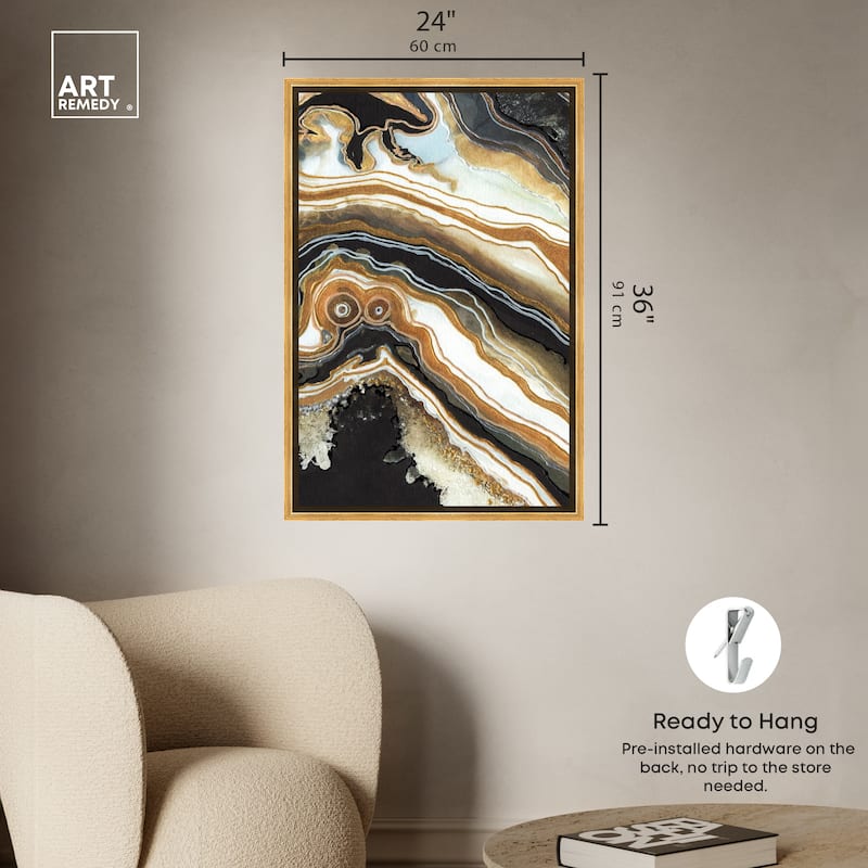 Art Remedy Black And Gold Ii Framed Mineral, Agate & Geode 1 Piece Canvas Wall Art