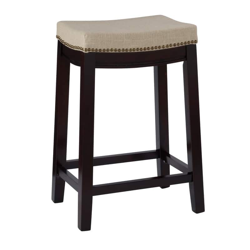 Copper Grove Willamette Linen Backless 26-in Counter Stool - Walnut