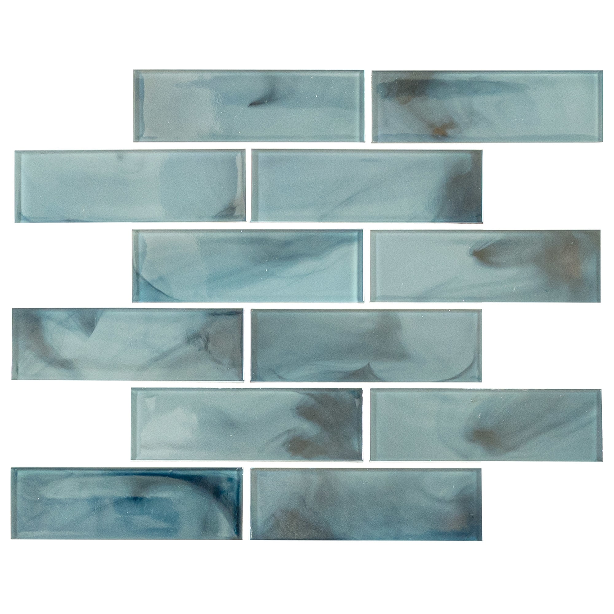 Ackland AKM-G-2X6SW-CA 12" x 12" Glass Brick Wall Mosaic Tile - Glossy