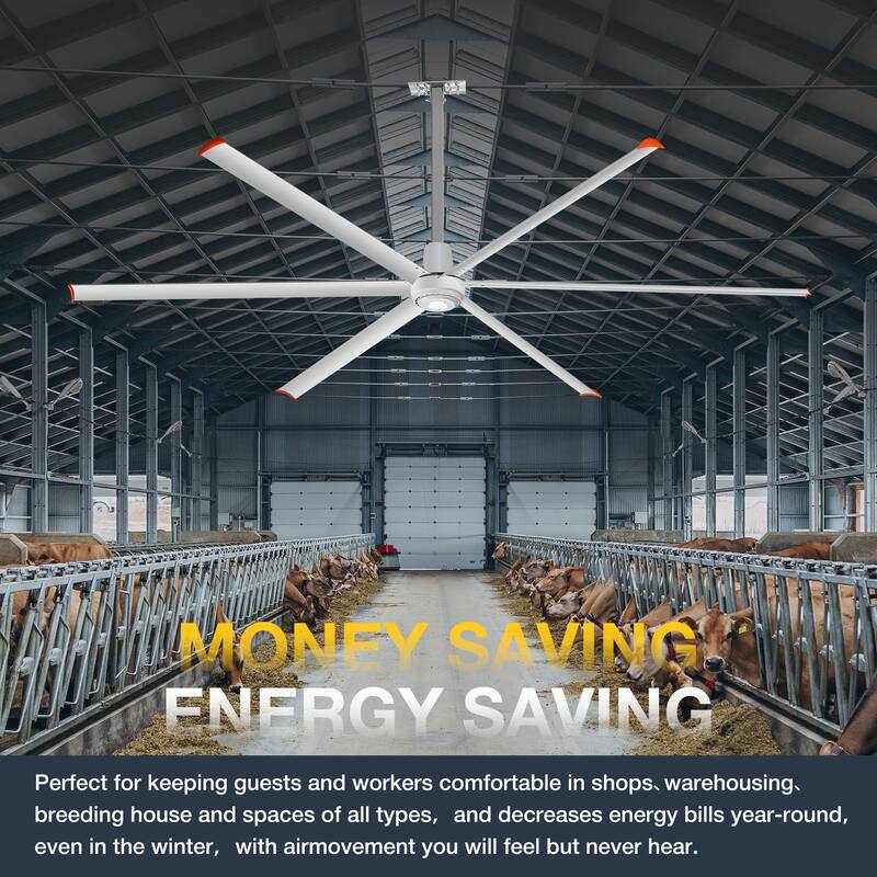 12ft HVLS Commercial 144" Ceiling Fan without Light with 6 Aluminum Blades