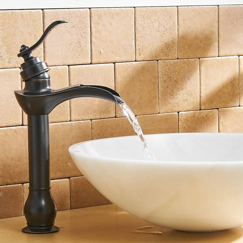 Waterfall Bathroom Sink Faucet Single Handle One Hole Tall Body