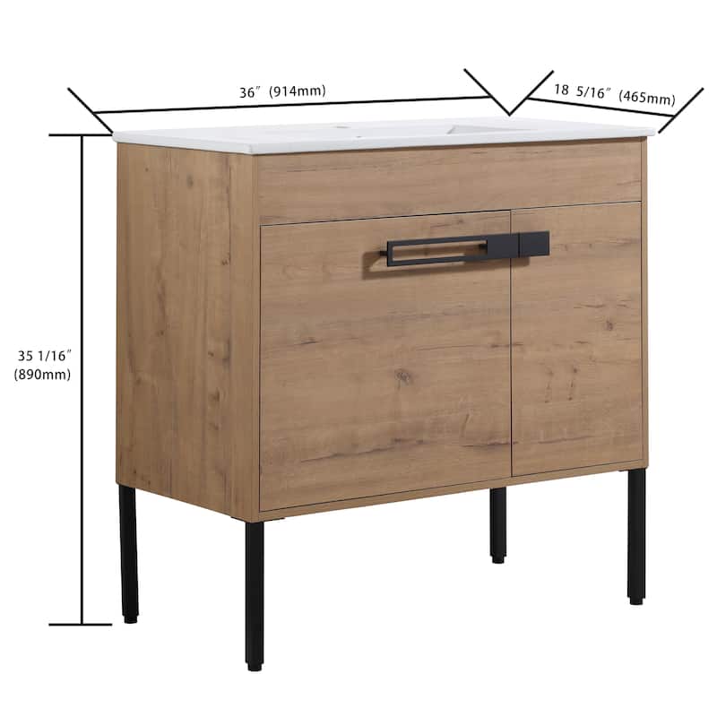 Bathroom Vanity With Sink In 24/30/36 Inch, Floating Bathroom Vanity or Freestanding Vanity With Soft Close Door
