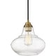 preview thumbnail 12 of 10, Bellevue Single Light 10" Wide Pendant Natural Brass