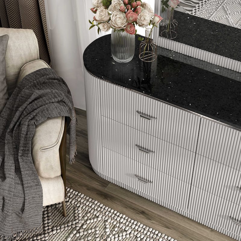 Furniture of America Leander Modern 2-piece Light Gray Solid Wood Dresser and Mirror Set