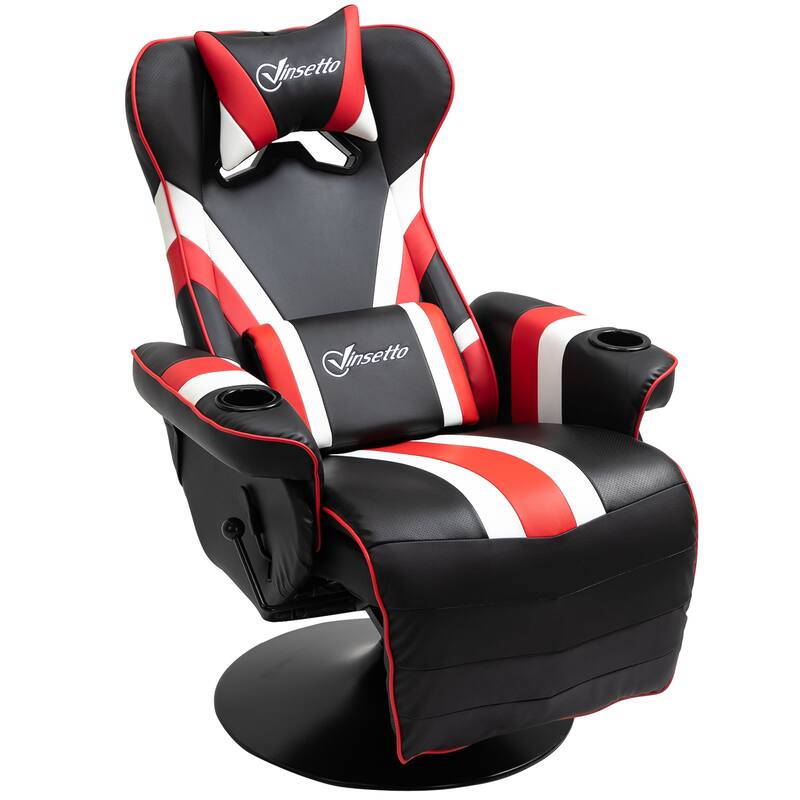 360° Swivel Racing Style Gaming Recliner Chair with Lumbar Support, Footrest and Dual Cup Holders for Game Room