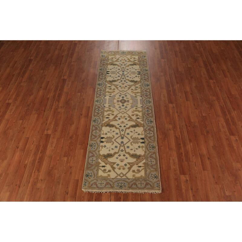 Oushak Style Runner Rug Hand-Knotted Wool Carpet - 2'7"x 7'10"