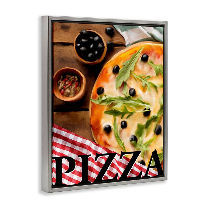 Stupell Flavorful Traditional Pizza Framed Floater Canvas Wall Art Design By Kim Allen