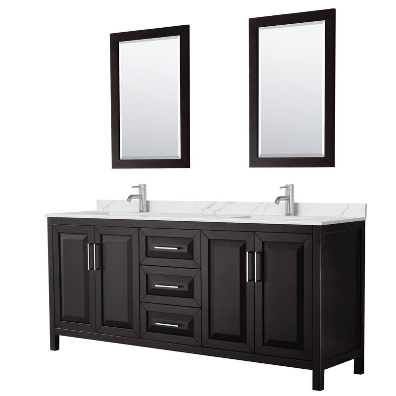 Wyndham Collection WCV252580D-QTZ-UNSM24 Daria 80" Free Standing - Dark Espresso / Giotto Quartz Top / Polished