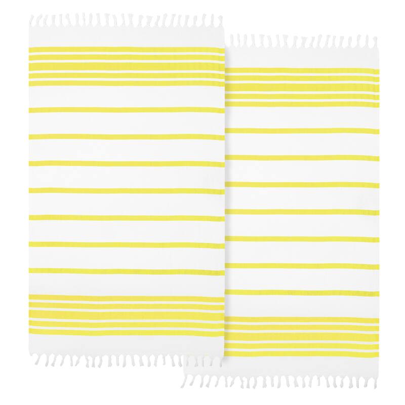 Authentic Hotel and Spa Turkish Cotton Herringbone Pestemal Beach Towel (Set of 2)