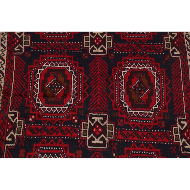 Tribal Geometric Balouch Afghan Oriental Area Rug Wool Hand-knotted - 3'5" x 6'2"