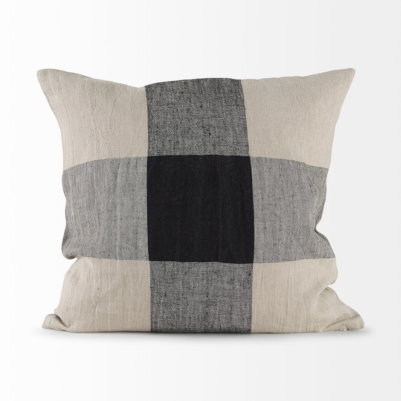 Raquel Beige & Black Plaid Decorative Pillow Cover