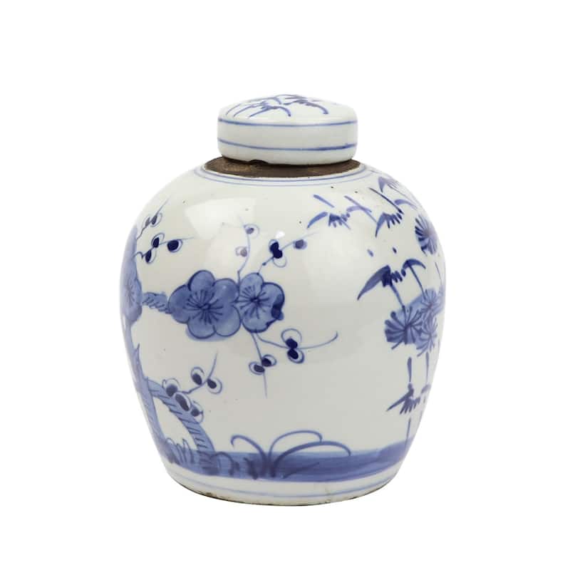 Blue And White Tiny Lid Mini Jar Plum & Pine