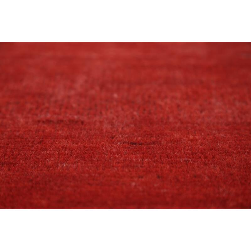 Modern Gabbeh Oriental Rug Hand-Knotted Solid Red Wool Carpet - 2'6" x 4'0"