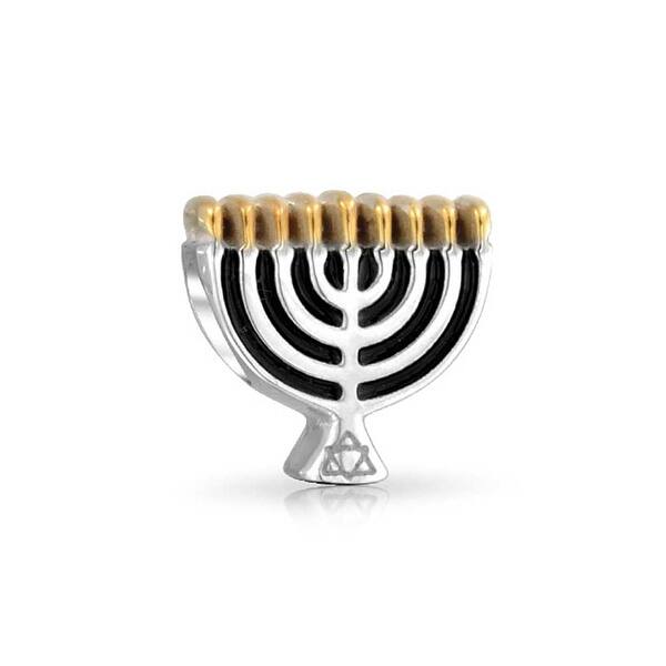 Shop Chanukah Menorah Hanukkah Charm Bead 2 Tone Gold Plated 925 Silver On Sale Overstock 17985686